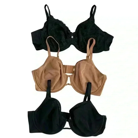 Auden Women's Black, Beige Lightweight Underwired Bra Set of 3 Size 46DDD - Picture 1 of 8